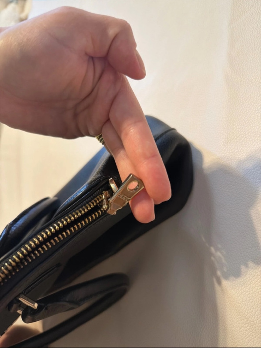 DKNY Black Pebbled Leather Satchel with Gold hardware - Picture 5 of 12